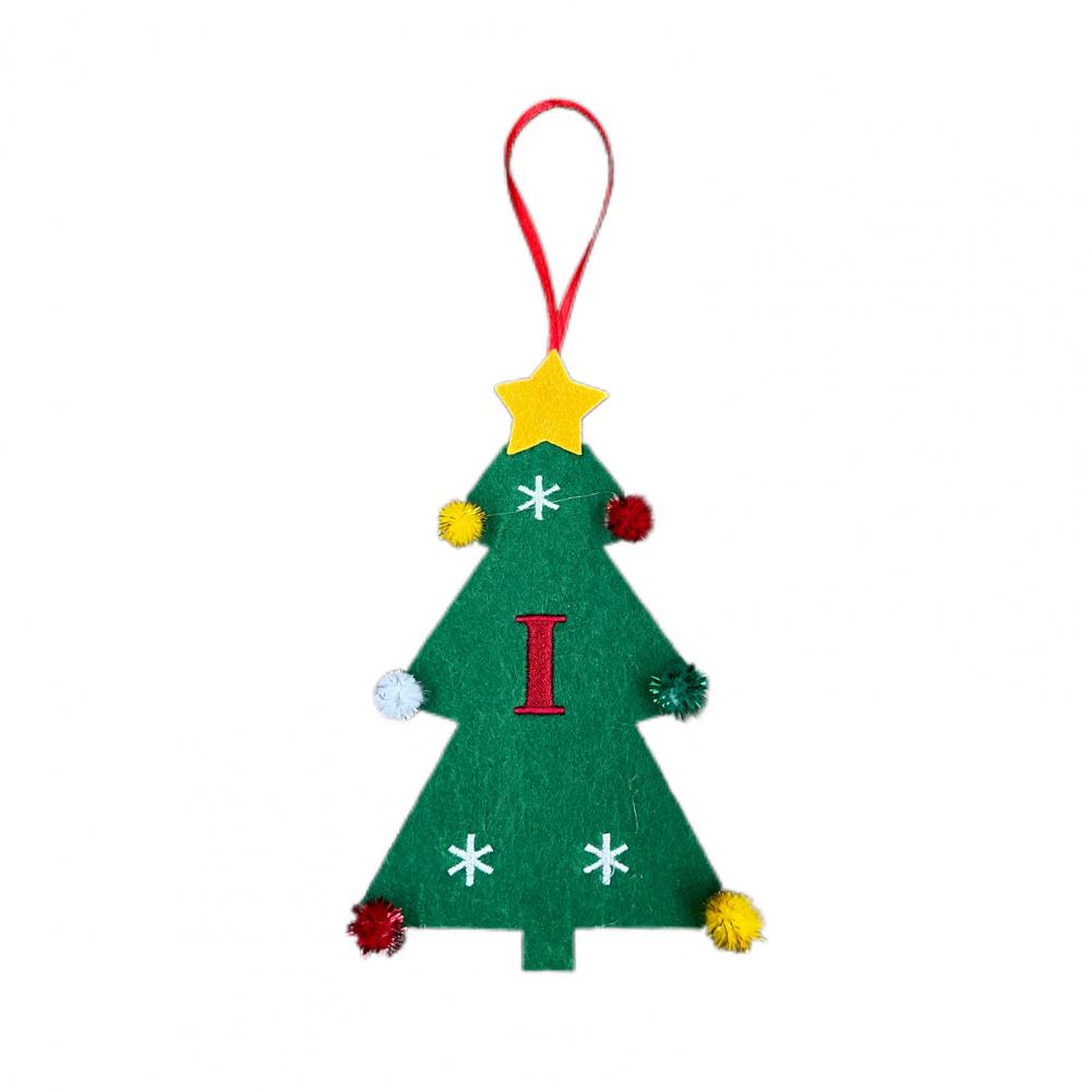 Christmas Tree Pendant Ornament with Lanyard 26 Letter Design Felt Fabric Holiday Xmas Tree Hanging Decoration