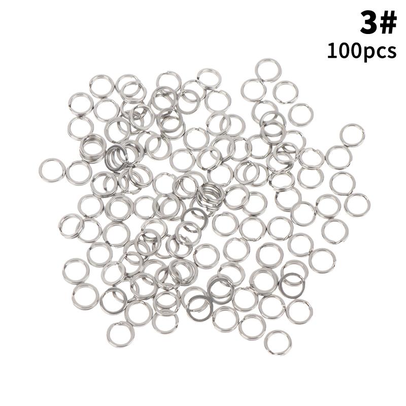 Fishing Split Rings 100Pcs Stainless Steel Lure Rings Saltwater Terminal Tackles Split Rings Fishing Connectors Snap Rings