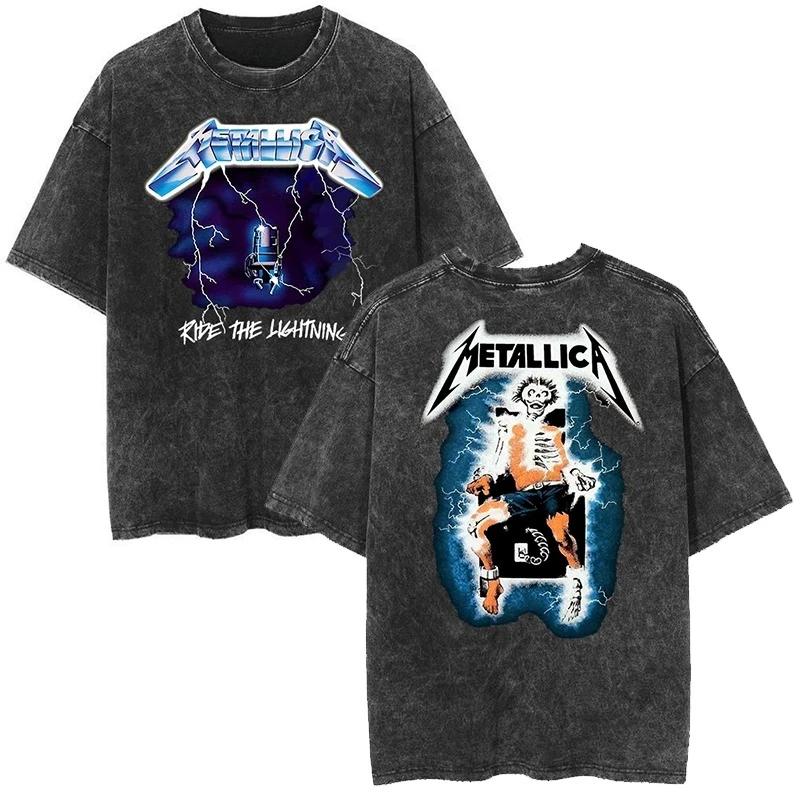 Tricou Vintage Spălat al Trupei Rock Metallica Este Retro 2026 Lux High-end Este pentru Bărbați și Femei Top Y2k