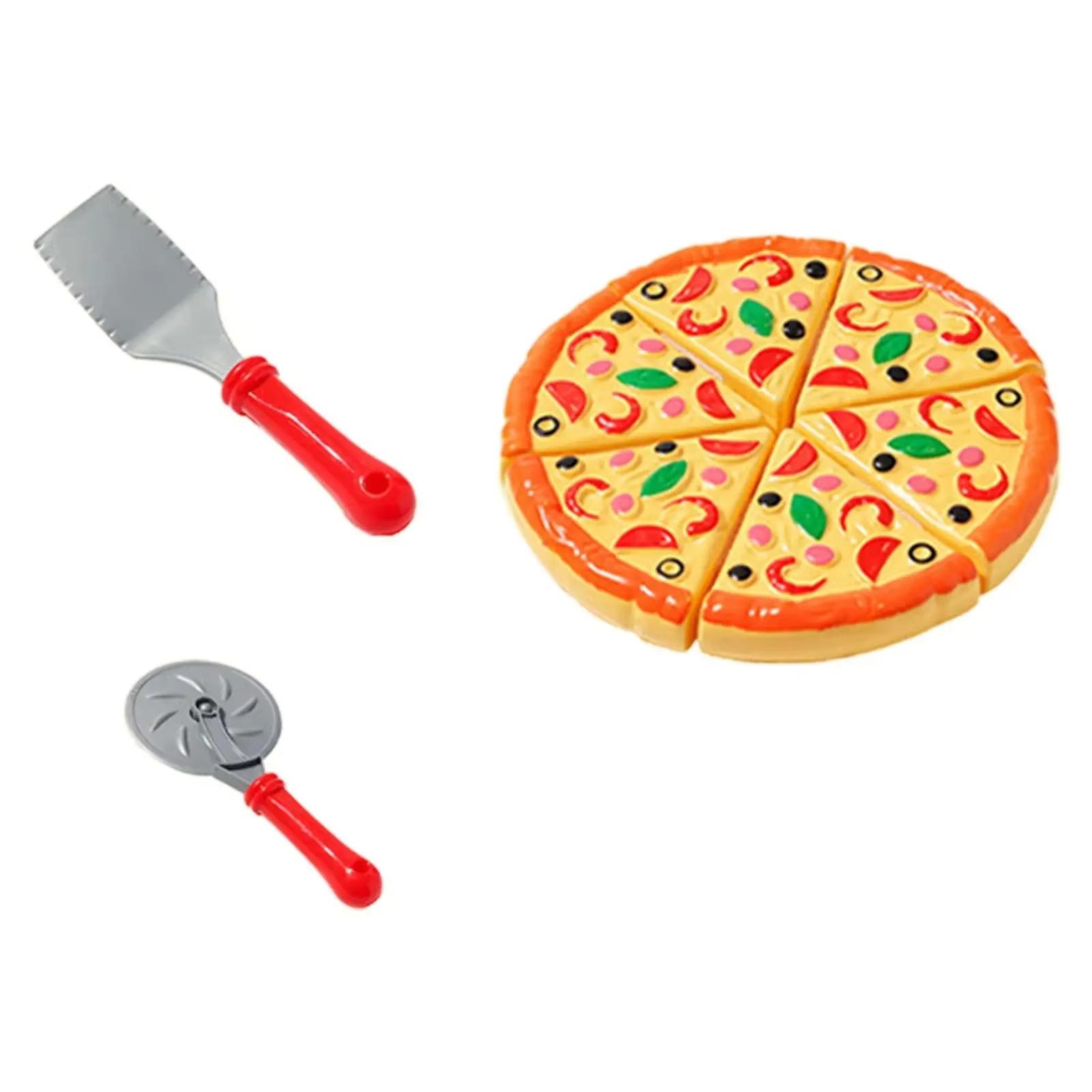 Kids Pizza Cutting Toy - Kitchen Play Accessories, Pretend Cooking Food Fake Pizza Pie Playset for Kids Indoor Play