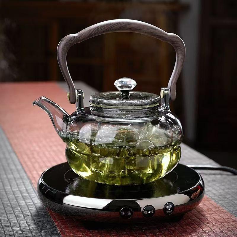 Стеклянный чайник большой емкости, термостойкий, с ручкой, для электрических и керамических плит