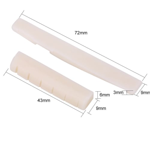 Alomejor Guitar Bone Nut and Saddle Set with Nut File and Sandpaper, Guitar Repair Kit for Improved Sound Quality, Stringed Instrument Parts, and Main