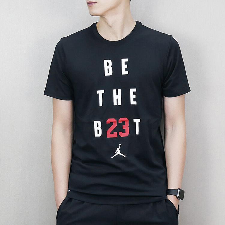 Jordan Alphabet Print Casual Short Sleeve T-Shirt Men Tops Black 895150-010