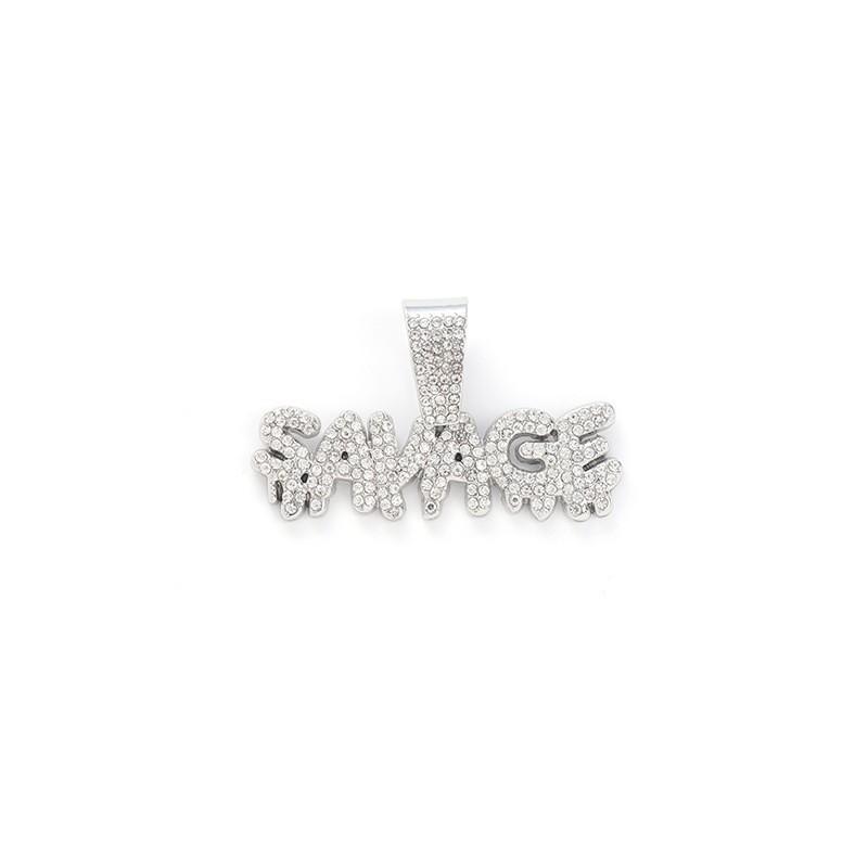 SAVAGE Large Pendant Hip Hop Cuban Chain Street Rap Alloy Full Diamond Personalized Necklace