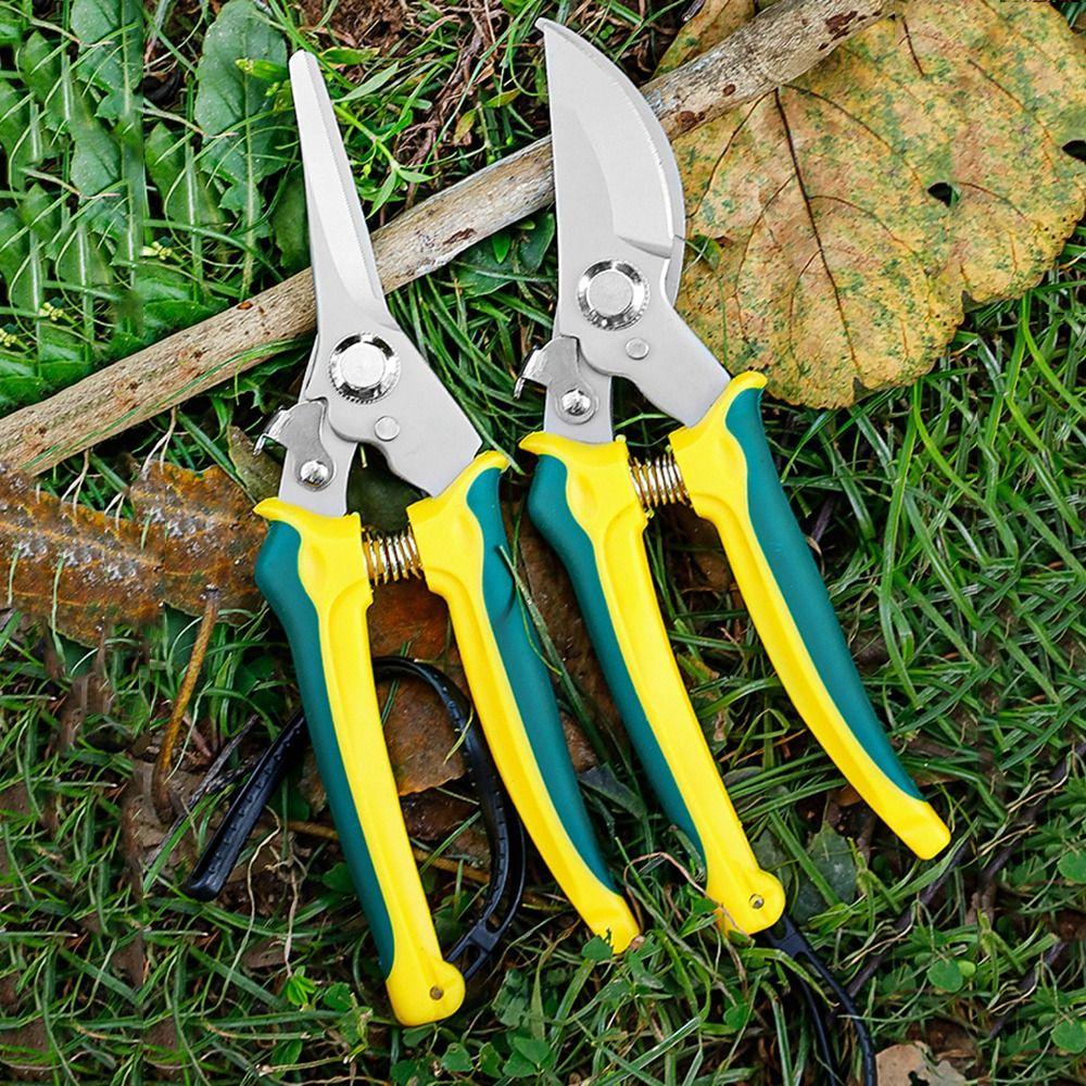Stainless Steel Pruning Shears Ergonomic Handle Non-slip Garden Pruner Shock Absorbing Comfortable Grip Tree Branch Trimmer