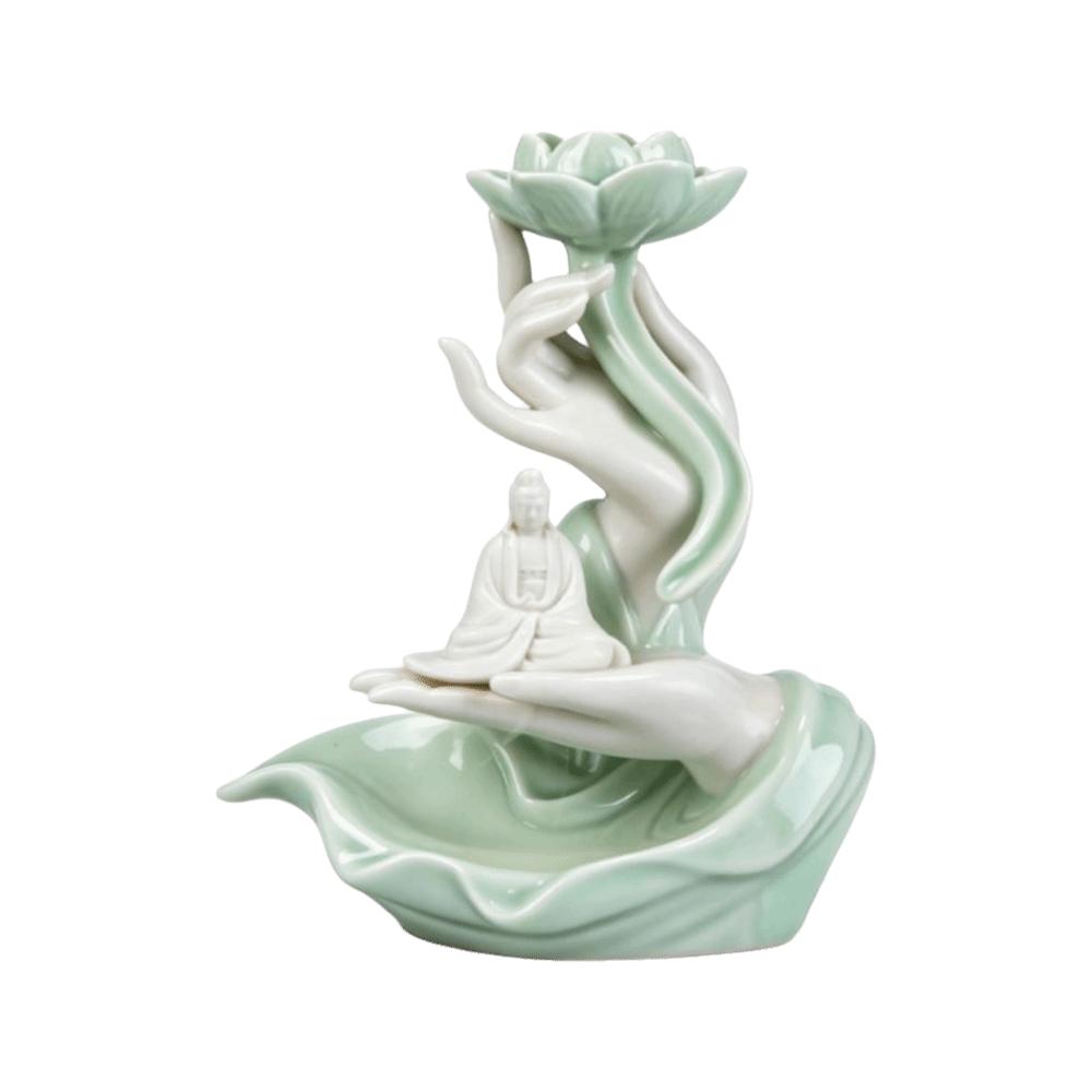 Ceramic Incense Burner Fountain Hand Shape Reflux Incense Burn Tray Home Decoration