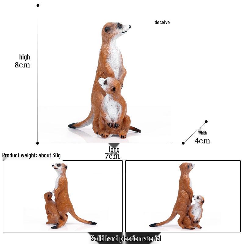Wild Animal Model: Standing Meerkat, Badger, Mongoose with Cub Toy Figurine