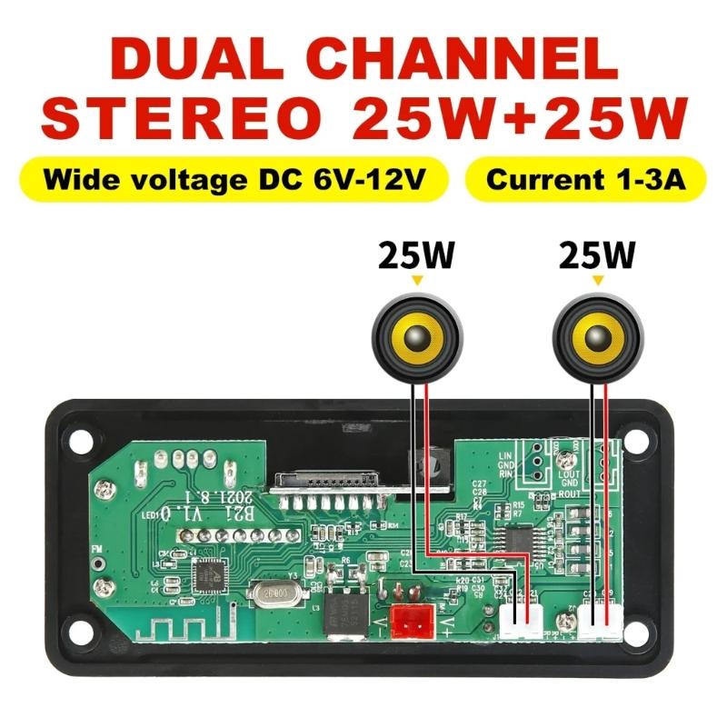 Car MP3 Player Decoding Module Bluetooth-compatible Decoders Board 2x25W Amplifier Decoding Module with Remote Control