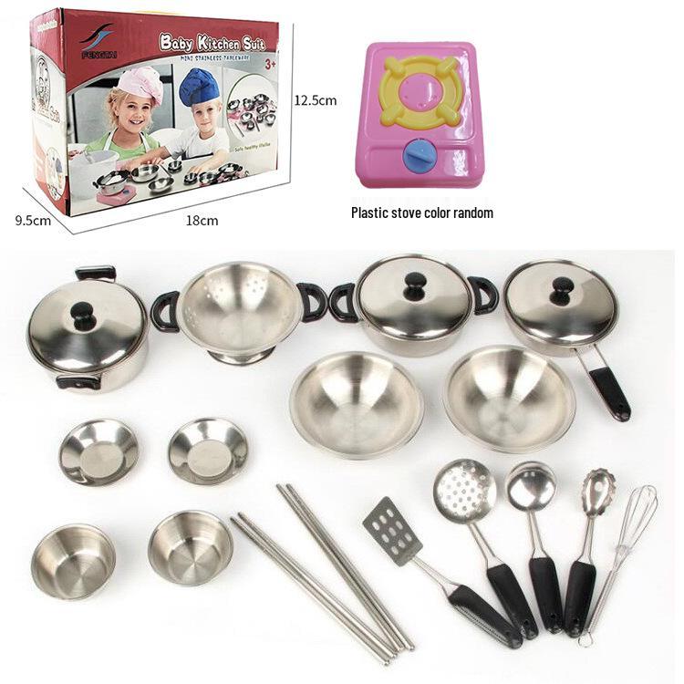 Stainless Steel Mini Kitchen Cutlery Toy Set for Children’s Pretend Play