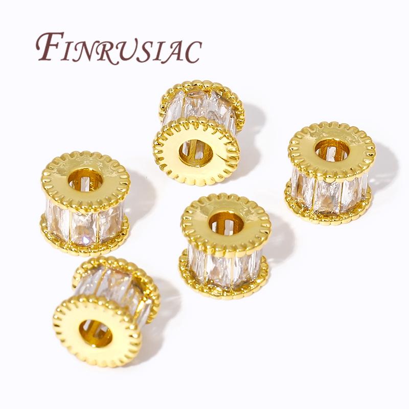 18K Gold Plated Zirkon Kristall Perlen Für Armbänder, Abstandshalter Perlen Für Schmuckherstellung DIY Fundstücke Zubehör,Perlen Trenner