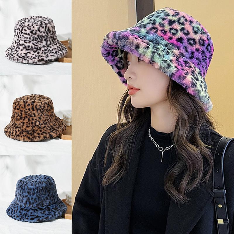 Buy 1PC Outdoor Women Warm Caps Thick Soft Winter Bucket Hat Leopard