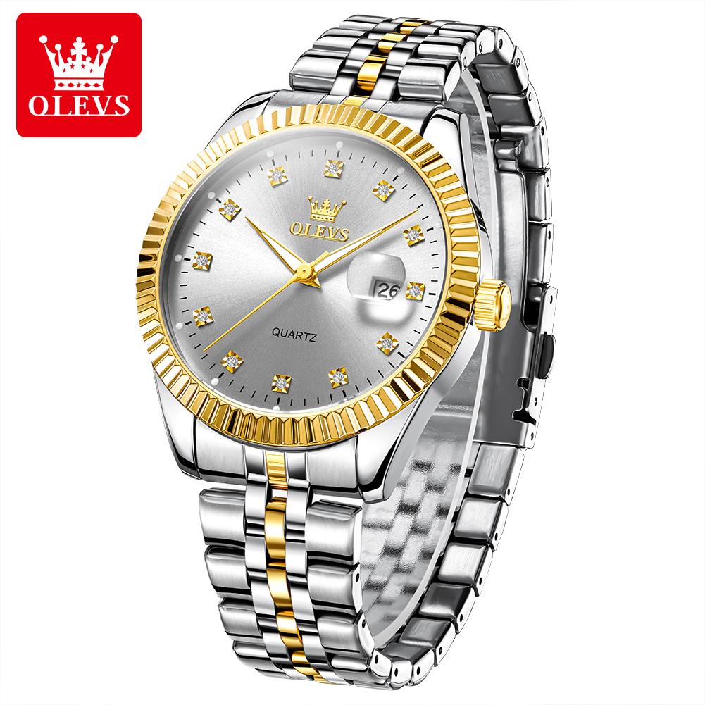 OLEVS Men's Watches Top Luxury Brand Original Quartz Watches for Man Fashion Diamond Scale Business Waterproof Wristwatches 5526