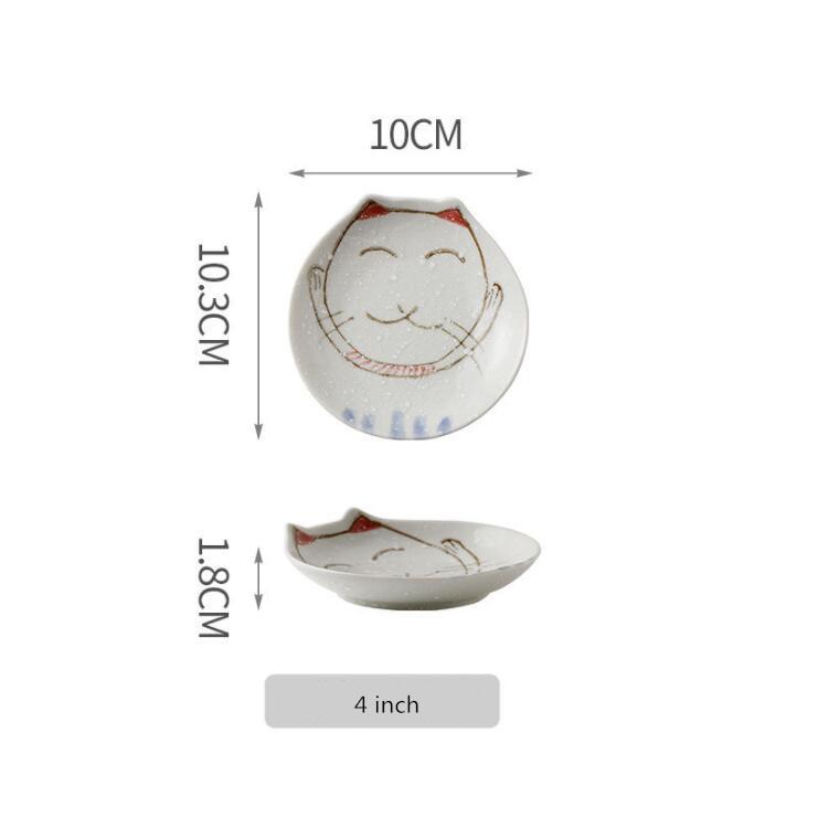 Japanese ceramic dinner plate Ceramic cat tableware Lovely tableware fruit dessert plate creative Cartoon Hand Color cat