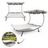 Garden Sun Lounger for Two with Canopy Grey 200X173X155Cm Relaxation Plastic
