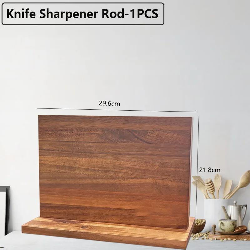 Acacia Wood Universal Knife Holder Kitchen Knife Holder Solid Wood Knife Block Storage Stand with Bristles for Kitchen Counter