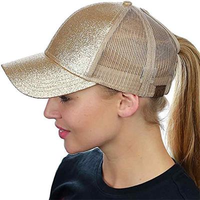 Women Glitter Ponytail Baseball Cap Casual Adjustable Anti-smashing Outdoor Golf Cap Baseball Hat