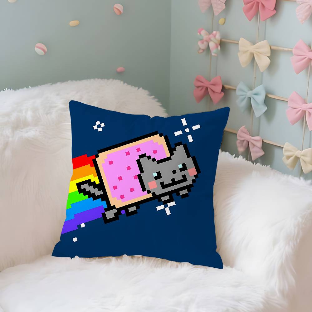 Cute NNyan Cats ART Maker Case Plush Fabric Soft Pillowcase Double Sided Print Cushion Cover Household Gifts