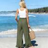 Women's Wide-leg Pants With Pockets, Comfortable Dress Pants, Women's High-waisted Business Casual Pants