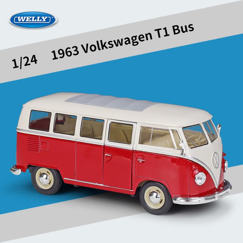 

WELLY 1:24 Volkswagen VW T2 T1 BUS Alloy Car Diecasts & Toy Vehicles Car Model Miniature Scale Model Car Toy For Children