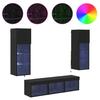 TV Wall Units 5 Pcs Black Oak Effect Wood Based Material