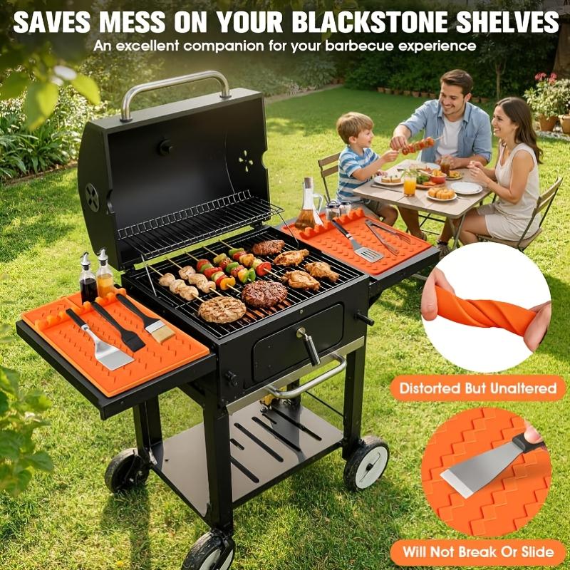 2pcs silicone grill mat set, Compatible with silicone baking tray tool mat with drip pad, 16.5" x 11.5" edge rack scraper mat