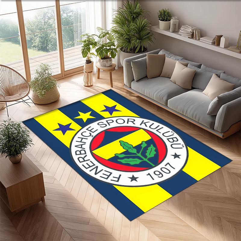 Fenerbahce Printed Flannel Area Rug Non Slip Soft Polyester Floor Carpet Indoor Decor Mat for Bedroom Living Room Sofa