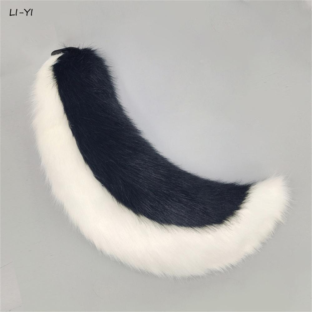 Adjustable Belt Fox Tail Wolf Dog Tail Halloween Party Costume Accessories 70Cm Furry Tail Cosplay Dress Up Props Faux Fur Tail about 70cm