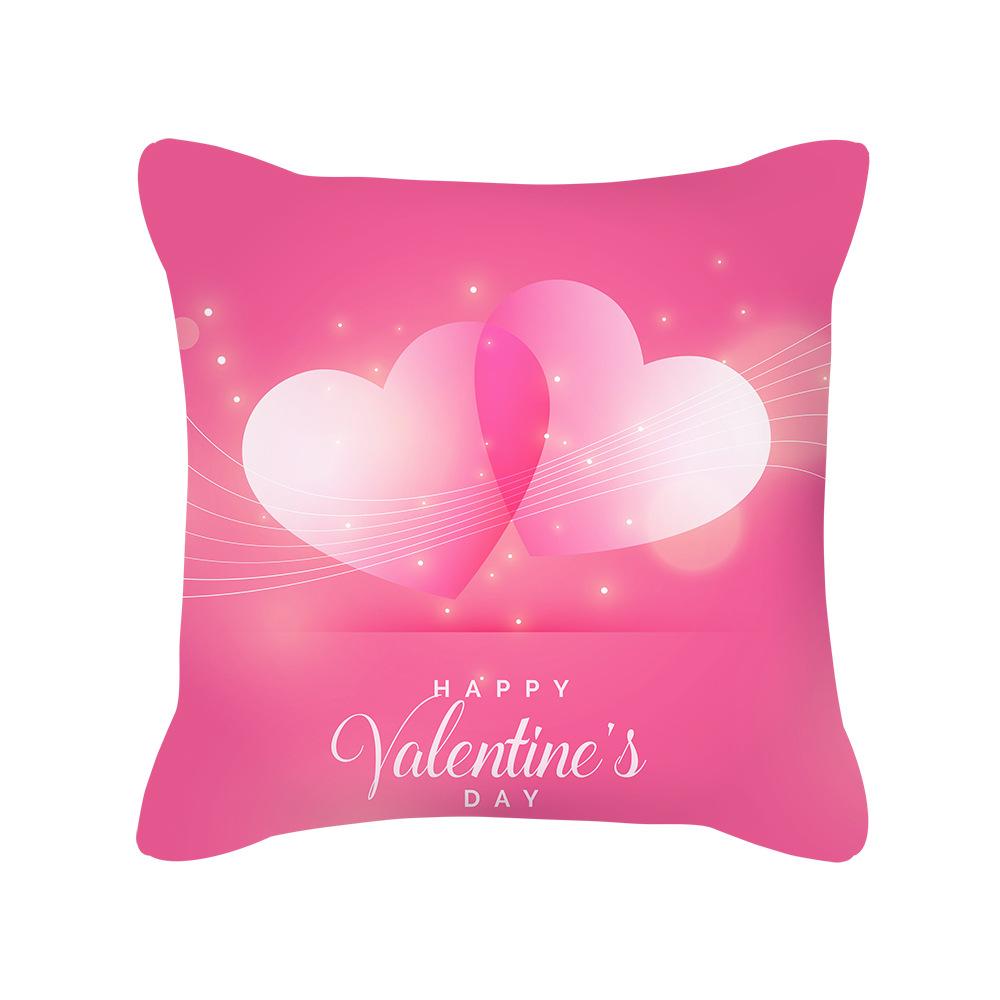 Peach Skin Pillowcase Valentine's Day Pillowcase Pink Heart-shaped Pillow Romantic Series Home Decoration Sofa Cushion Cover