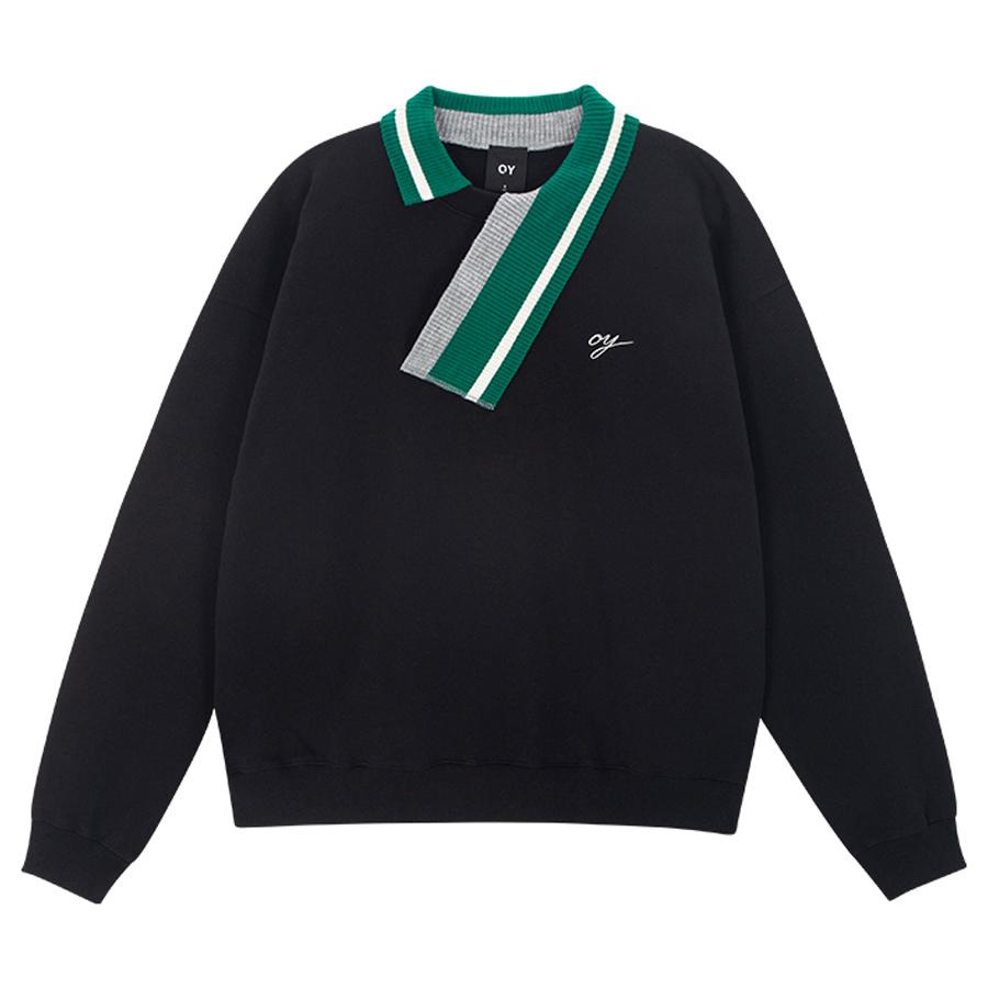 Толстовка Oy с асимметричным воротником и логотипом - Черная Black/2Size