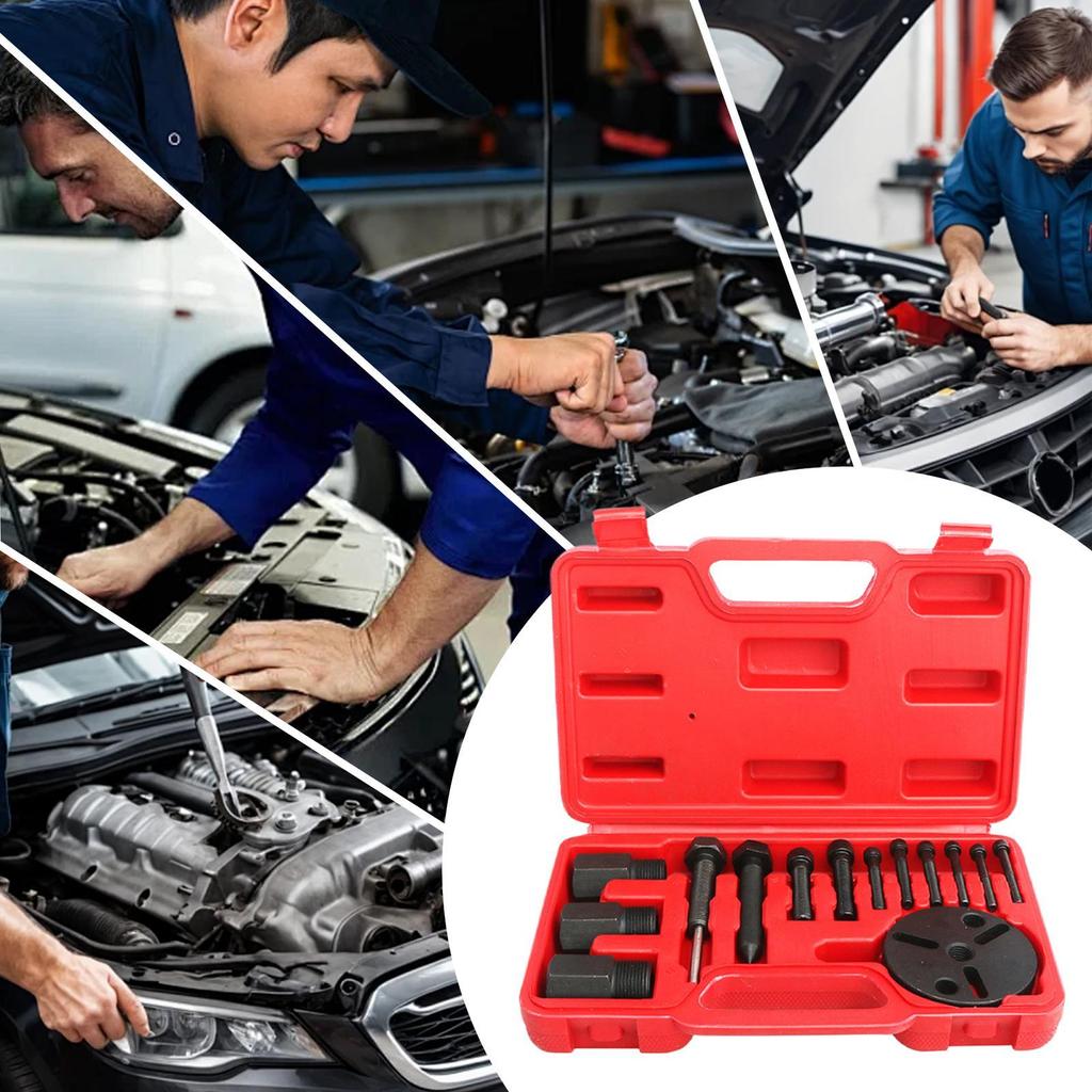 AC Clutch Puller Tool Car Air Conditioning Compressor Hub Remover Service Kit Universal Auto Repair Installer for Garage