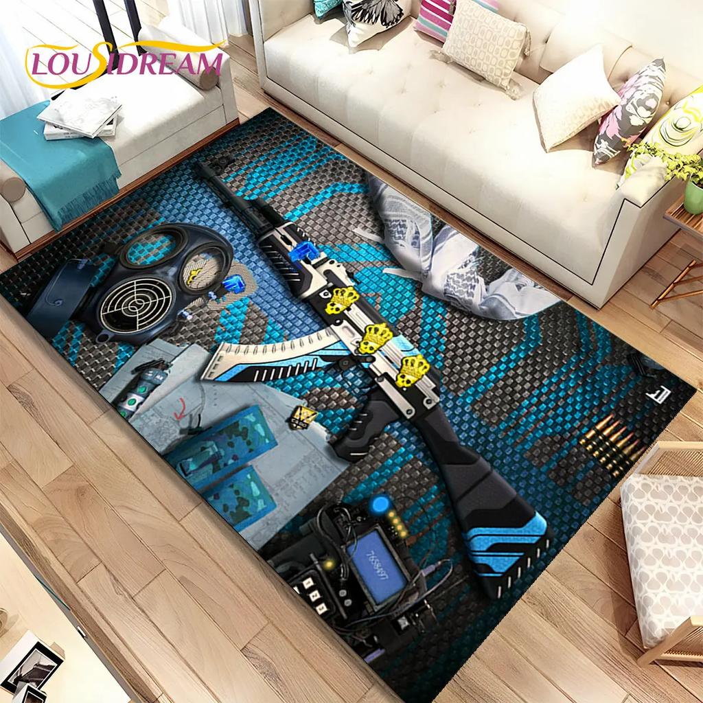 3D Assault Rifle Pistol Gun CS M4 AK USP Game Area Rug,Carpet for Home Living Room Bedroom Sofa Doormat Decor,Non-slip Floor Mat