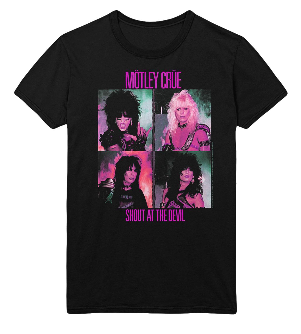 Stakes Motley Crue Pink Shout Jumbo Print T- T- Black New Unisex T-Shirt S