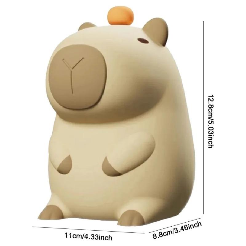 Cute Capybara Night Light Dimmable Rechargeable Touch Pat Lamp Soft Silicone Nursery Nightlight for Kids Room Bedroom Bedside Home Decor Gift