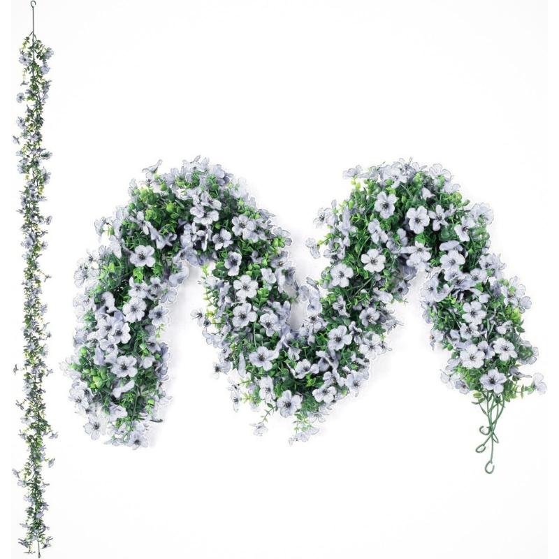 Realistische künstliche Pflanzen mit Plastikblumen, 1,8 Meter, Simulationspflanze, Hängedekoration für Kaminsimse, Wand