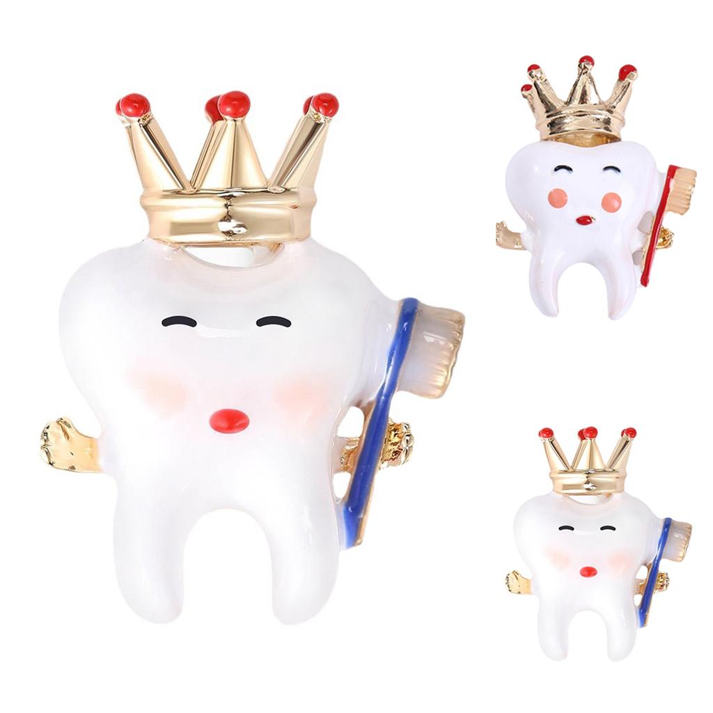 Creative Crown Tooth Oil Drop Brooch Personality Cute Cartoon Corsage Clothes All- Accessories