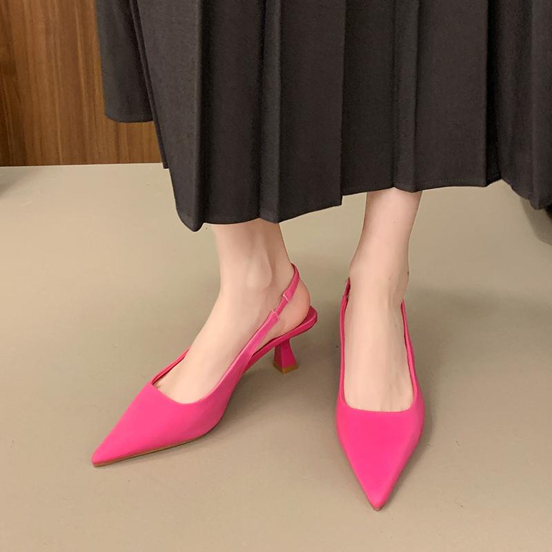 

Модные летние женские босоножки на высоком каблуке с острым носком, с ремешком на пятке, элегантные уличные босоножки, женские новые туфли-стилеты для вечеринок на высоком каблуке для женщин 35 розы красного