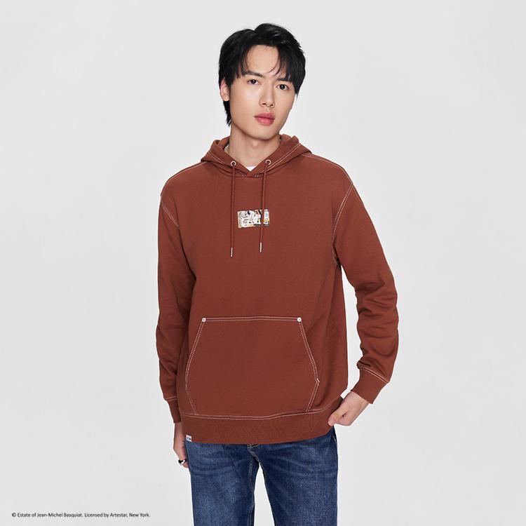 Lee X Basquiat Collaboration SS24 Comfortable Embroidered Logo Hoodie Men hoodies Brown LMT006910CST00FA05168