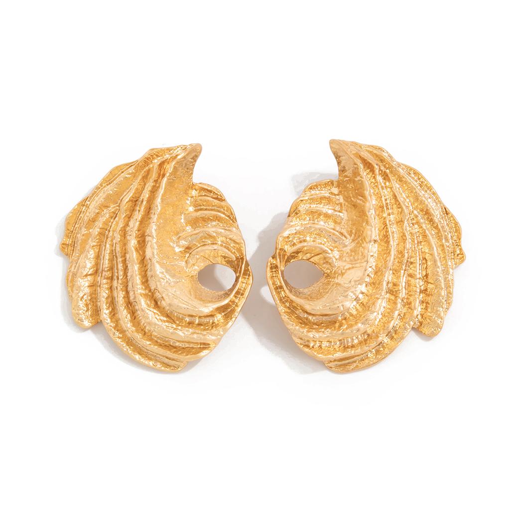 Ingemark Fashion Vintage Irregular Pleated Stud Earrings Simple Elegant Gold Color Piercing Earrings Banquet Wedding Jewelry