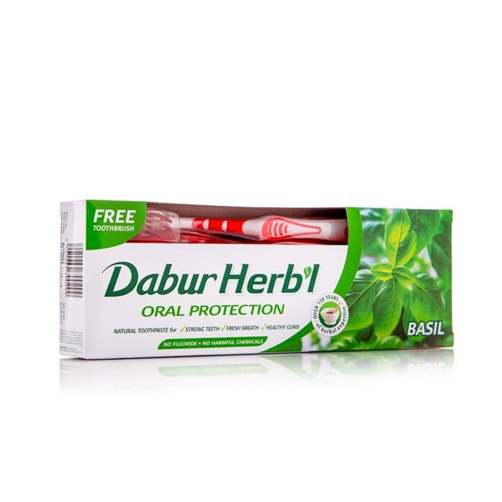 Herbal Basil Toothpaste + FREE Toothbrush Dabur