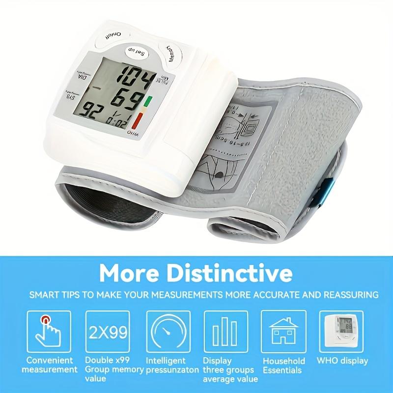 Monitor de Presión Arterial de Muñeca Automático con Pantalla LCD Grande - Brazalete Ajustable, Detección de Frecuencia de Pulso, Alerta de Latido Irregular