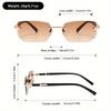 3pcs Fashion Cool Frameless Rectangular Small Frame Metal Glasses for Men Casual Business School Party Vacation Driving