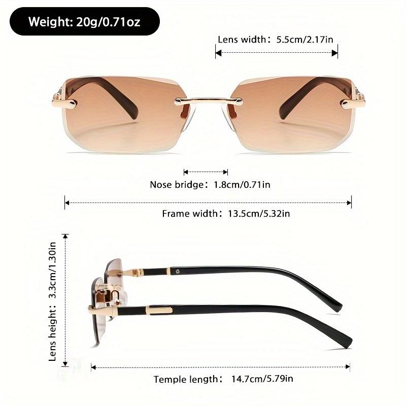 3pcs Fashion Cool Frameless Rectangular Small Frame Metal Glasses for Men Casual Business School Party Vacation Driving