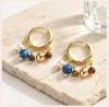 Hoop Earrings, Multi Gemstone Pendant Natural Stone Beads Pendant Bohemian Fashion Trendy Jewelry Ear Accessories for Women