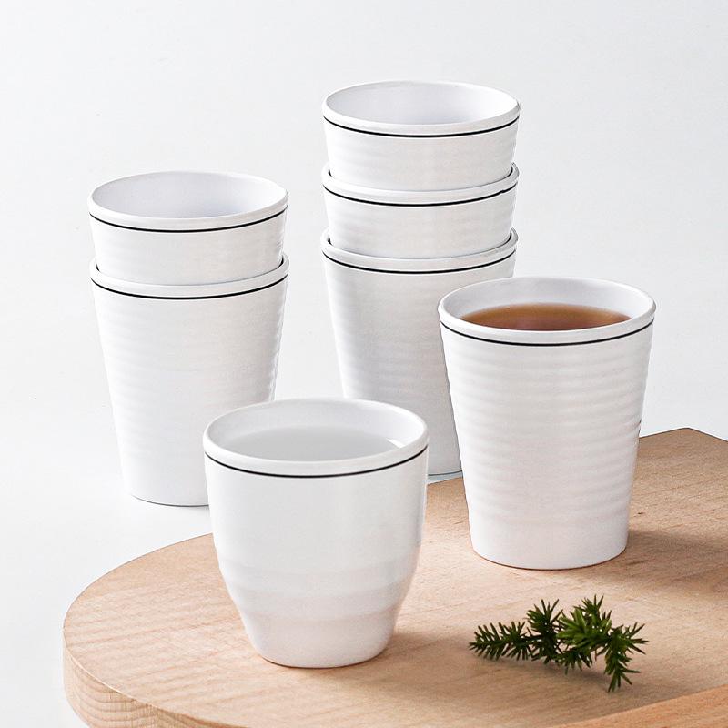 Drop-Proof Melamine Resin Cup - White Porcelain-Style Plastic Tea Cup for Restaurants & Hotels