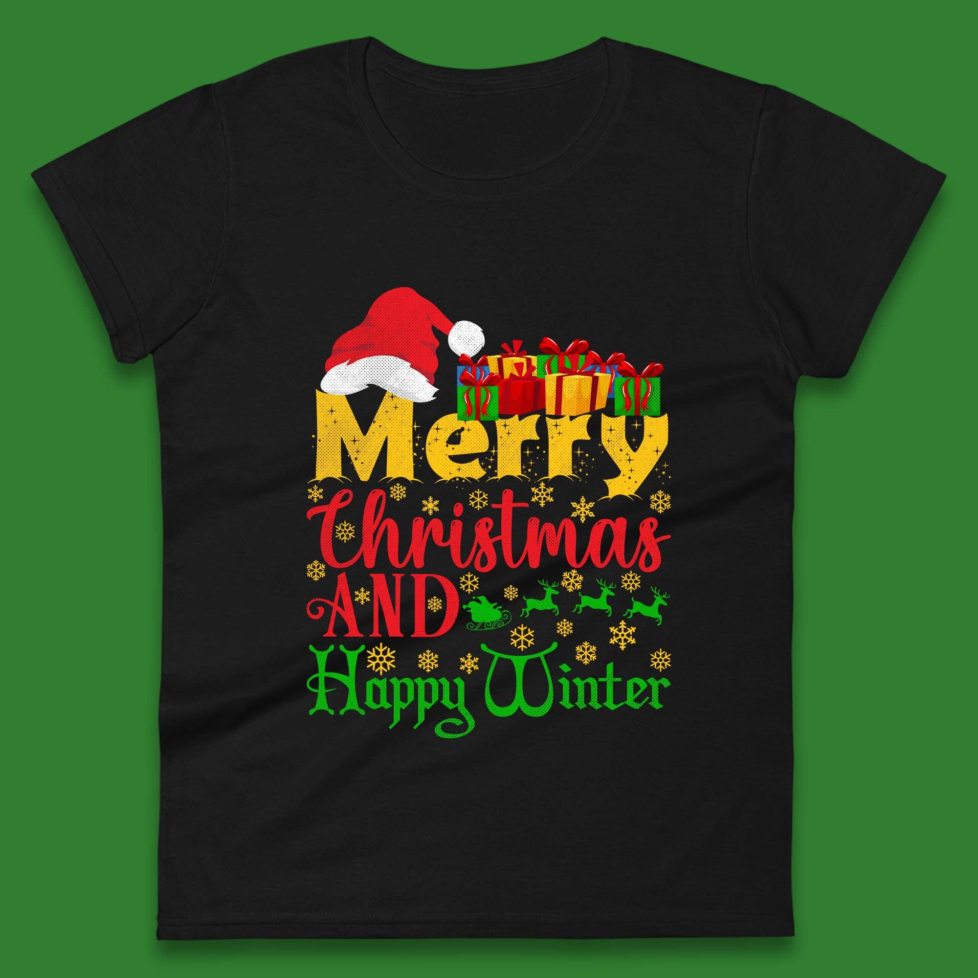 Christmas Womens T Shirt Mens Tops Tees Unisex Merry Christmas And Happy Winter Top XL