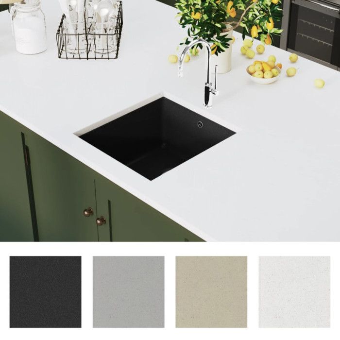 VidaXL Évier de Cuisine en Granit Bac Unique Noir Décoration Cuisine Maison 142960