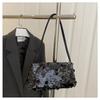 Portable Large Capacity Shoulder Bag Shiny Sequins Multifunctional Women's Handbag with Zipper Solid Color Underarm Bag Dinners