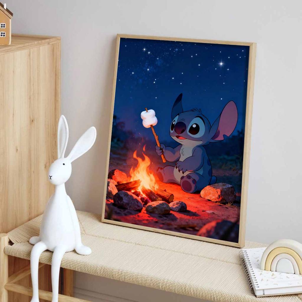 Disney Stitch Diamond Painting Kit DIY Round Home Wall Decor Adult Handmade Gift Campfire Night