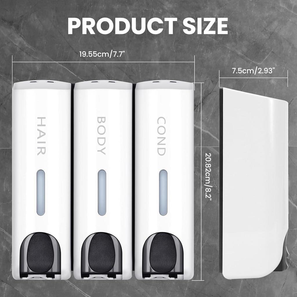 Dual-Head Wall-Mounted Soap & Shampoo Dispenser