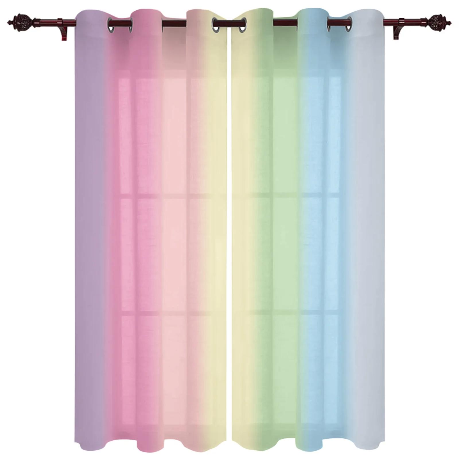 

Rainbow Pink Morning Glow Drapes designed for Household Living Room Room Window Decoration Curtains In Home Kitchen Luxury Bedroom Drapes W50 X H130(CM)X2&Hook